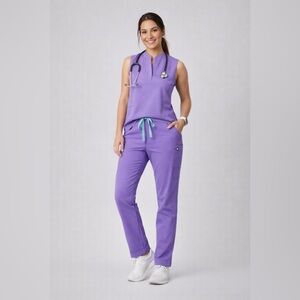Figs lavender Purple Women's Scrub Pants & Top Set - 
TopXXS & pants S